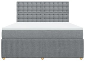 Κρεβάτι Boxspring με Στρώμα Ανοιχτό Γκρι 180x200 εκ. Υφασμάτινο - Γκρι