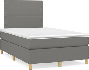 vidaXL Κρεβάτι Boxspring με Στρώμα Σκούρο Γκρι 120x200 εκ. Υφασμάτινο