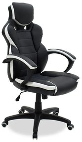 Manager office chair Garmin-Bucket PU in black-White colour 67x60x113 εκ.