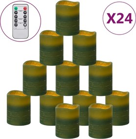 vidaXL Κεριά LED Χωρίς Φλόγα 24 τεμ Θερμό Λευκό Φως &amp; Τηλεχειριστήριο