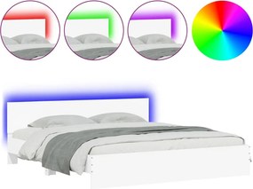 vidaXL Πλαίσιο Κρεβατιού με Κεφαλάρι/LED Λευκό 180x200 εκ