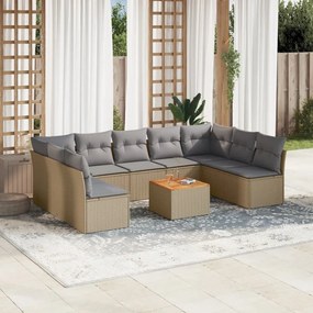 vidaXL Patio Sofa Set 9-θέσια Μίξη μπεζ και ανοιχτό γκρι