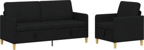 vidaXL Σαλονάκι Σετ Με Αποθηκευτικό Χώρο 2 pcs Μαύρο Πολυεστέρας