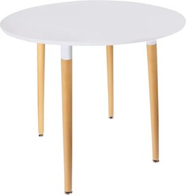 Τραπέζι Snow MDF λευκό και ξύλο οξιάς σε φυσική απόχρωση Φ100x73εκ