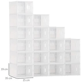 HOMCOM Μοντέρνο Σύστημα Ραφιών με 18 Θήκες, Σύστημα Κουτιών, 25 cm x 35 cm x 19 cm, Διαφανές