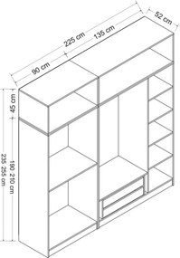 Πενταφυλλη Ντουλαπα Λευκο KALEO 52x225x235