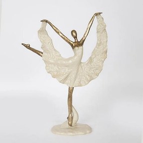 Διακοσμητική Φιγούρα Μπαλαρίνα 752-27103 32x16x42cm Ivory-Gold Estheti Home Πολυρεσίνη