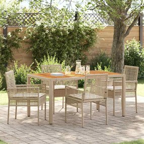 vidaXL Σετ Τραπεζαρίας 5 pcs Μπεζ Ρατάν και ξύλο