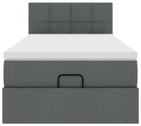 Οθωμανικό κρεβάτι με στρώμα σκούρο γκρι 90x190cm ύφασμα 3311422