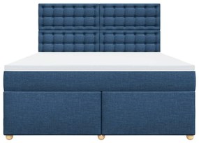 vidaXL Κρεβάτι Boxspring με Στρώμα Μπλε 180x200 εκ. Υφασμάτινο