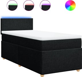 vidaXL Κρεβάτι Boxspring με Στρώμα Μαύρο 100 x 200 εκ. Υφασμάτινο