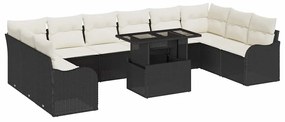 vidaXL Σετ Καναπέ Κήπου με μαξιλάρι 11 pcs Μαύρο Πολυ ράταν