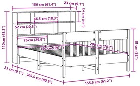 Σκελετός Κρεβ. Χωρίς Στρώμα Λευκό 150x200 εκ Μασίφ Πεύκο - Λευκό