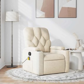 vidaXL Πολυθρόνα Μασάζ Ανακλινόμενη Κρεμ Υφασμάτινη
