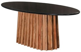 Τραπέζι Τραπεζαρίας Οβάλ Draxx HM9689 200x100x76cm Από Μασίφ Ξύλο Ακακίας Μάρμαρο Black Marble,Wood