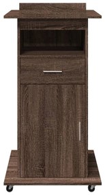 vidaXL Αναλόγιο με Ροδάκια & Συρτάρι Καφέ Δρυς 55x55x107εκ. Επεξ. Ξύλο