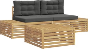 vidaXL 4 pcs Σειρά Καναπέ Εξωτερικού Πολυεστέρας Λευκό