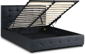 Κρεβάτι Iro Megapap από τεχνόδερμα με αποθηκευτικό χώρο χρώμα μαύρο 160x200εκ.
