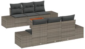vidaXL Σετ 7 κομματιών σαλόνι κήπου με μαξιλάρια Γκρι Πολυρτάν Ακακία