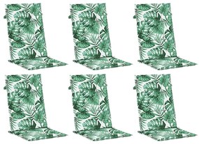 vidaXL Μαξιλάρια Καρέκλας με Ψηλή Πλάτη 6 τεμ Σχέδιο Φύλλων Υφασμάτινα