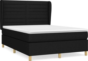vidaXL Κρεβάτι Boxspring με Στρώμα Μαύρο 140x200 εκ. Υφασμάτινο