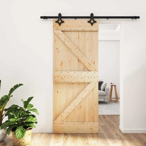 vidaXL Συρόμενη Πόρτα Φυσικό και Μαύρο 85 x 210 cm