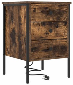 vidaXL Κομοδίνο Καπνιστή δρυς 42 x 41 x 61 εκ Επεξεργασμένο ξύλο