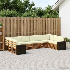 vidaXL Σειρά Καναπέ Εξωτερικού 10 pcs Φυσικό και Κρέμα Πολυεστέρας