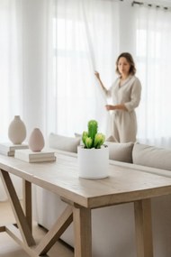 Stewehome Τεχνητός κάκτος σουκλέντης σε λευκή γλάστρα