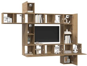vidaXL Σετ επίπλου τηλεόρασης 10 pcs artisan δρυς 30.5 x 30 x 90 cm