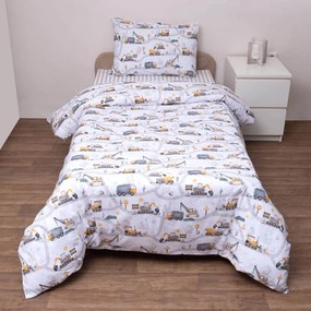Σεντόνια Μονά (Σετ) Viopros Kids Τρακ Γκρι,Λευκό ΧΩΡΙΣ ΛΑΣΤΙΧΟ 160x260