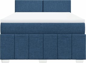 vidaXL Κρεβάτι Boxspring με Στρώμα Μπλε 160x200 εκ. Υφασμάτινο