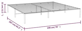 Πλαίσιο Κρεβατιού Μαύρο 193 x 203 εκ. Μεταλλικό - Μαύρο