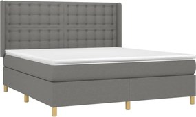 vidaXL Κρεβάτι Boxspring με Στρώμα Σκούρο Γκρι 180x200 εκ Υφασμάτιν
