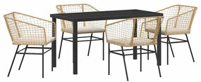 vidaXL Σέτ φαγητού για κήπο 5 pcs Καφέ συνθετικό ρατάν