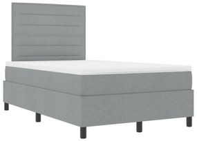 vidaXL Κρεβάτι  με ελατήρια και στρώμα & φωτισμό LED σε γκρι ανοιχτό, 120 x 190 εκ. Υφασμάτινη.