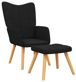 vidaXL Πολυθρόνα Relax Μαύρη Υφασμάτινη με Σκαμπό