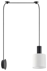SE21-BL-4-NM1W-SH1 ADEPT TUBE Black Matt Wall Lamp White Fabric Shade+