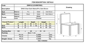 Καρέκλα Dino Χρώμιο-Wenge-Καφέ PVC Συσκ.6τμχ 42x51x90cm