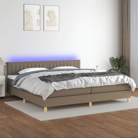 Κρεβάτι Boxspring με Στρώμα & LED Taupe 200x200 εκ. Υφασμάτινο