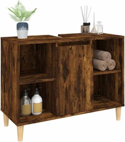 vidaXL Ντουλάπι Νιπτήρα Καπνιστή Δρυς 80x33x60 εκ. Επεξεργ. Ξύλο