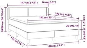 Κρεβάτι Boxspring με Στρώμα Μαύρο 140x190 εκ. Υφασμάτινο - Μαύρο