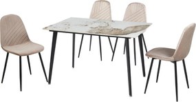 Σετ τραπεζαρίας Nextdeco κεραμική με βελούδινες καρέκλες 5 τμχ