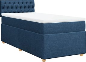 vidaXL Κρεβάτι Boxspring με Στρώμα Μπλε 90x200 εκ.Υφασμάτινο