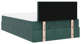 Οθωμανικό κρεβάτι με στρώμα &amp; LEDs Dark Green 120x190cm Velvet - Πράσινο