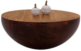 ΔΙΑΚΟΣΜΗΤΙΚΟ ΤΡΑΠΕΖΙ ΣΑΛΟΝΙΟΥ BOWL Φ90X40Yεκ. RUSTY ΜΕ ΞΥΛΟ ΑΚΑΚΙΑΣ HM8717.02