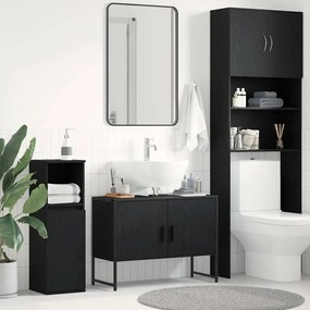 vidaXL Ντουλάπα Νιπτήρα Μπάνιου Μαύρης Δρυός 80x33x60 εκ. Μοριοσανίδες
