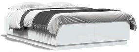 Πλαίσιο Κρεβατιού με Φώτα LED Λευκό 140x200 εκ. Επεξ. Ξύλο - Λευκό