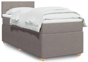 vidaXL Κρεβάτι Boxspring με Στρώμα Taupe 90x200 εκ. Υφασμάτινο