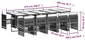 vidaXL Σετ Τραπεζαρίας Κήπου 11 τεμ. Μπεζ Συνθετικό Ρατάν με Μαξιλάρια